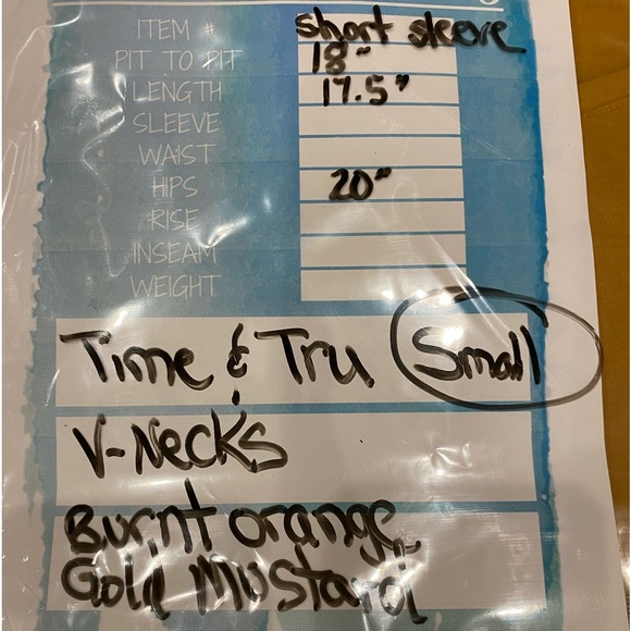 Lot Of 2 Time And Tru V-Neck Tees Small Burnt Orange & Gold Mustard - Picture 6 of 15